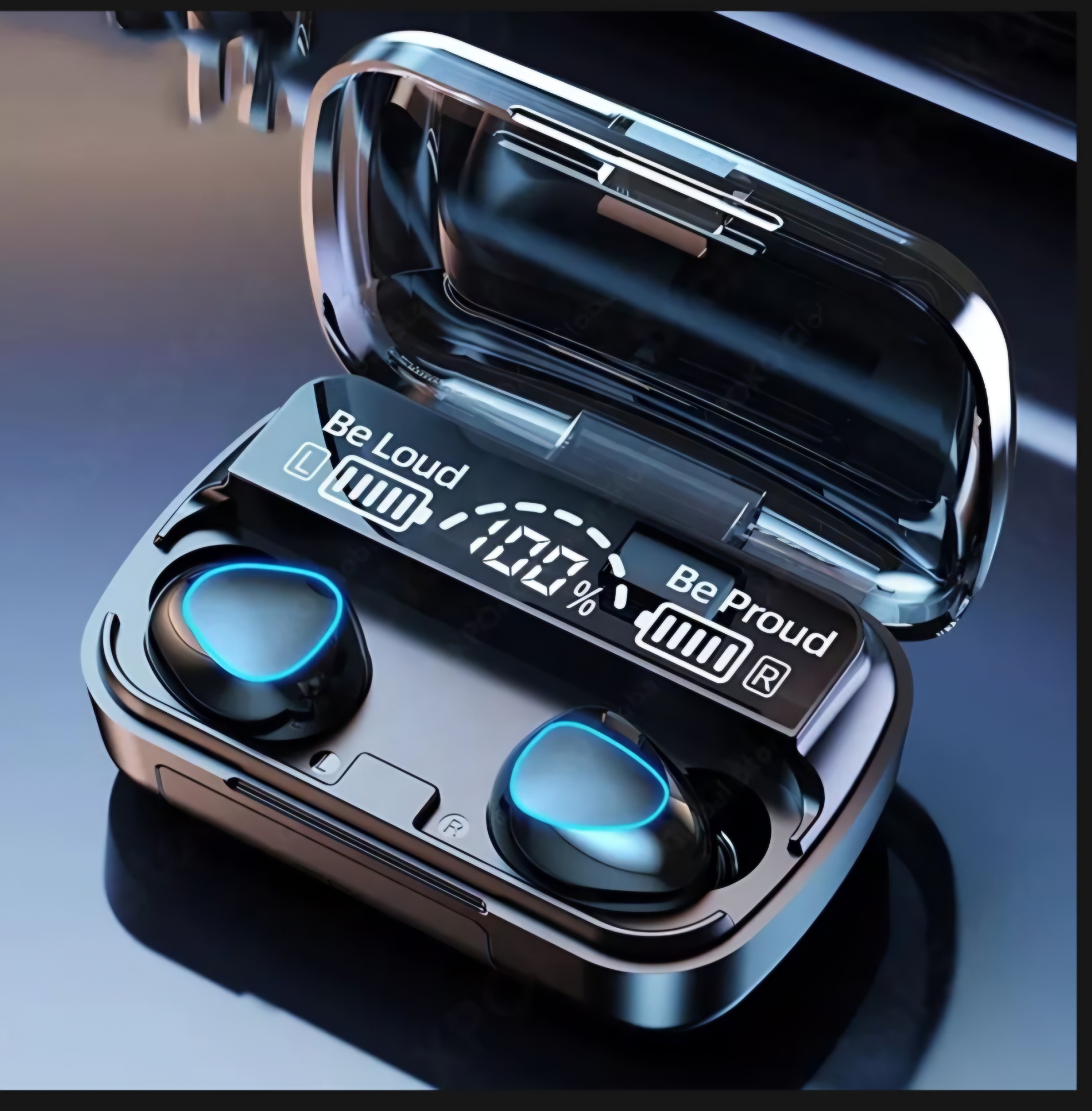 Picture of M10 TWS wireless bluetooth headset with breathing light touch control digital display panel version 5.1