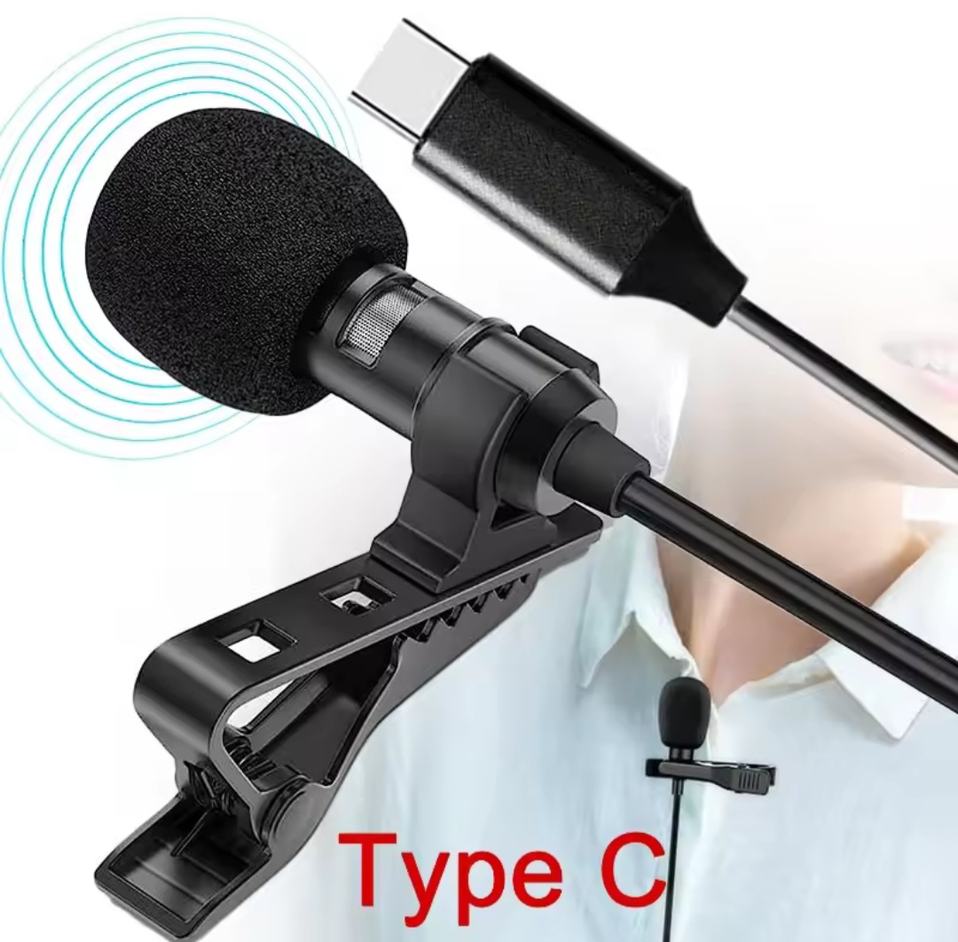 Picture of USB C Lavalier Lapel Microphone for Video Recording Mini Type C/3.5mm Clip-on Mic Plug Play Lav Mic for Android Phone PC Laptop iPhone sumsung Xiaomi OPPO dji osmo action camera Gopro action camera