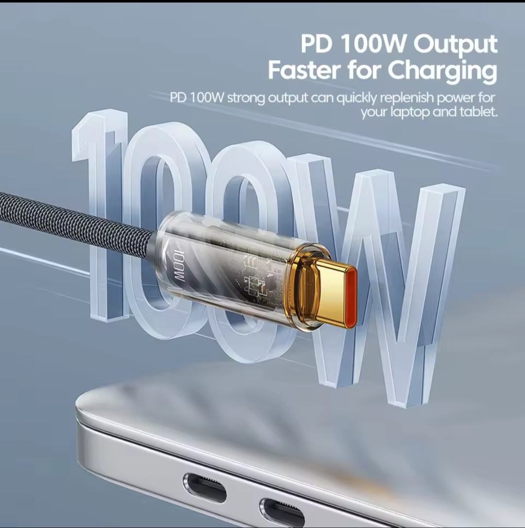 Picture of Toocki 100W Transparent Type C To Type C Cable For Macbook Samsung Huawei Xiaomi 12 11 POCO PD Fast Charging 5A USB Type C Cable