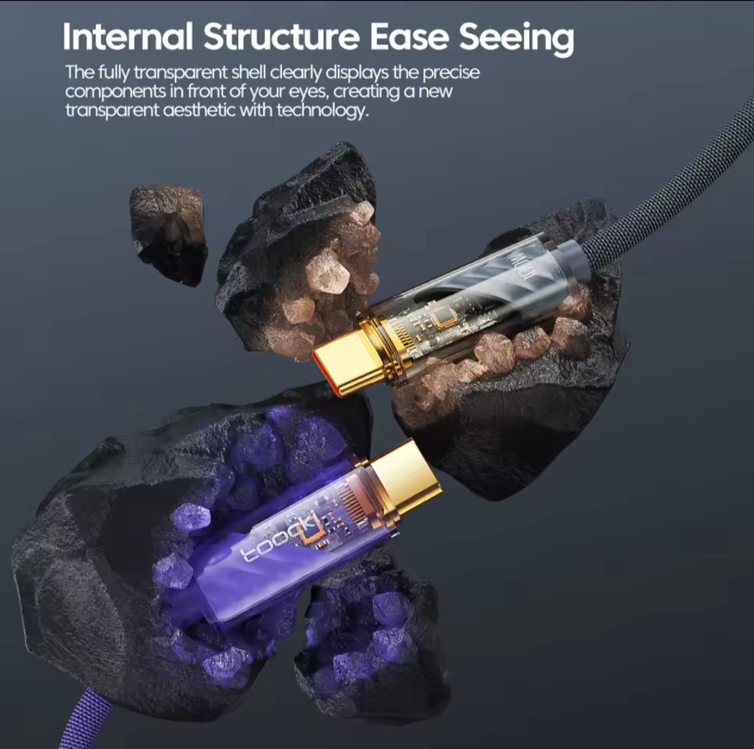 Picture of Toocki 100W Transparent Type C To Type C Cable For Macbook Samsung Huawei Xiaomi 12 11 POCO PD Fast Charging 5A USB Type C Cable