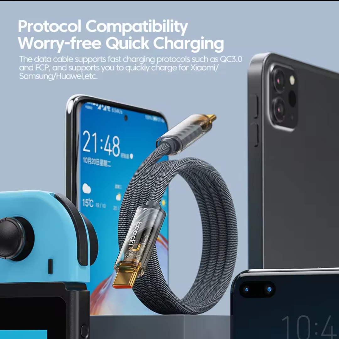 Picture of Toocki 100W Transparent Type C To Type C Cable For Macbook Samsung Huawei Xiaomi 12 11 POCO PD Fast Charging 5A USB Type C Cable
