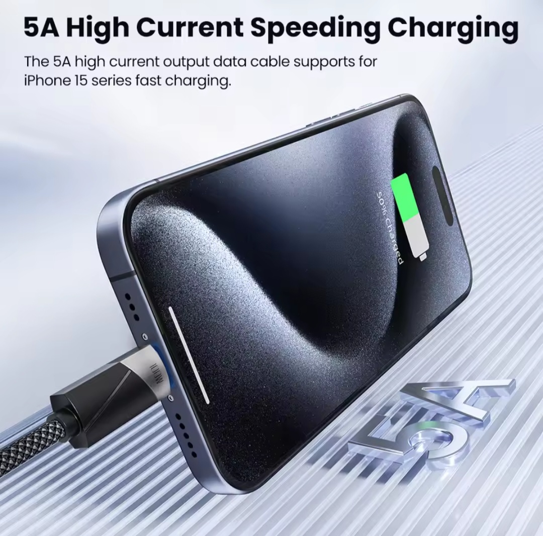 Picture of Toocki 100W Cable Type C to Type C Fast Charging QC4.0 Smart Power-Off 5A USB C Cable for iPhone 15 Pro Max 14 13 Samsung Xiaomi OPPO