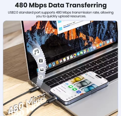 Picture of Toocki 100W Cable Type C to Type C Fast Charging QC4.0 Smart Power-Off 5A USB C Cable for iPhone 15 Pro Max 14 13 Samsung Xiaomi OPPO