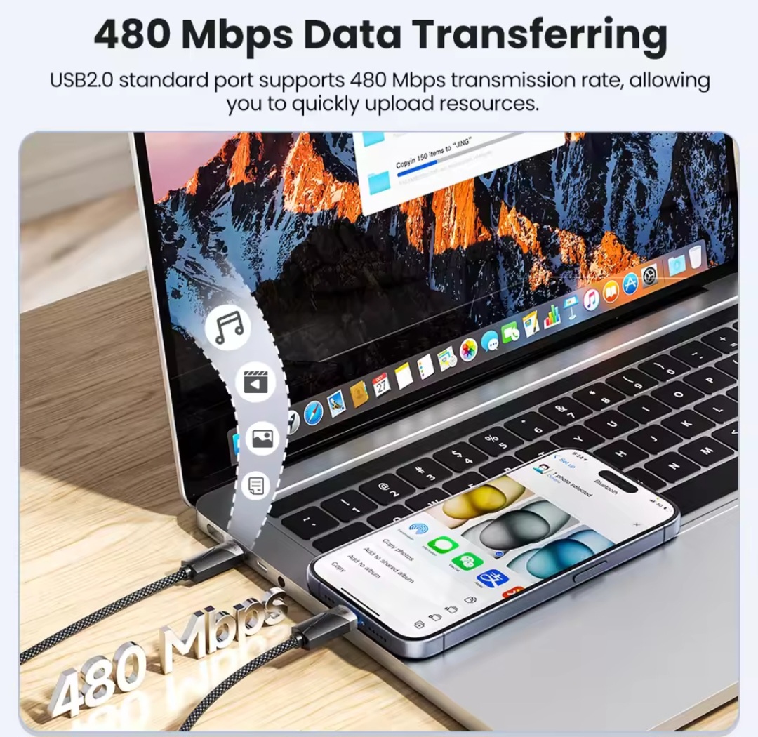 Picture of Toocki 100W Cable Type C to Type C Fast Charging QC4.0 Smart Power-Off 5A USB C Cable for iPhone 15 Pro Max 14 13 Samsung Xiaomi OPPO