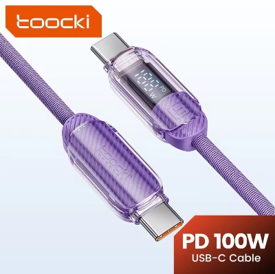 Picture of Toocki USB C to USB C Cable 100W 5A PD Fast Charge Charger Cord Type C to Type C Display Cable for Macbook Samsung Huawei Xiaomi