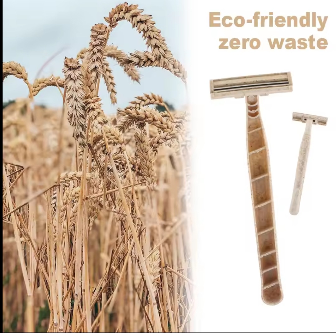 Picture of EZ Eco-friendly Disposable Razors Wheat Straw Twin Sweden Stainless Steel Blade highly-biodegradable Recyclable (10 pcs)