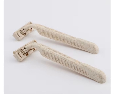 Picture of EZ Eco-friendly Disposable Razors Wheat Straw Twin Sweden Stainless Steel Blade highly-biodegradable Recyclable (10 pcs)