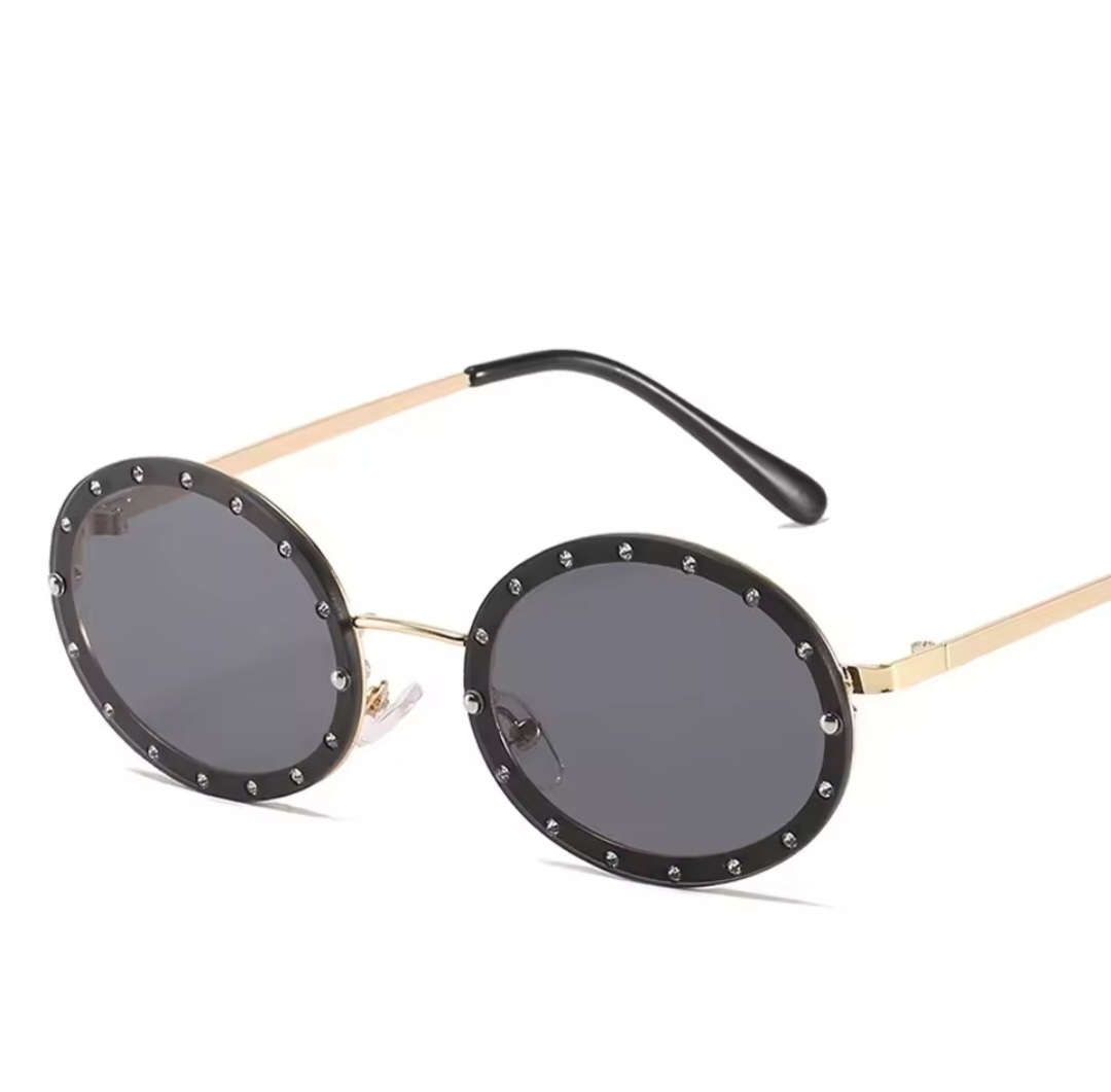 Picture of Diamond Oval Small Frame Luxury Sunglasses Men Women Fashion Shades UV400 Vintage Glasses