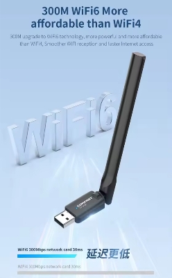 Picture of COMFAST WiFi 6 Adapter 2.4G WiFi Card 3dBi Antenna Wifi6 USB Dongle AX300 802.11ax Wireless WiFi Receiver PC Laptop Driver Free