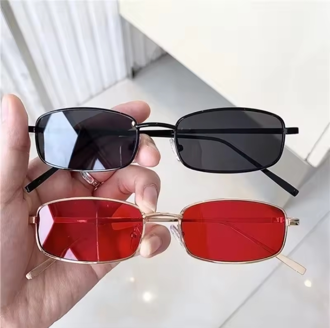 Picture of Unisex Small Retro Shades Rectangle Sunglasses Men Metal Frame Eyewear Outdoor Clear Lens Sun Glasses For man and Women
