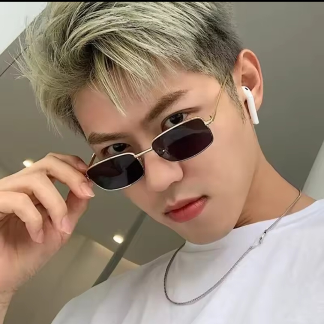 Picture of Unisex Small Retro Shades Rectangle Sunglasses Men Metal Frame Eyewear Outdoor Clear Lens Sun Glasses For man and Women