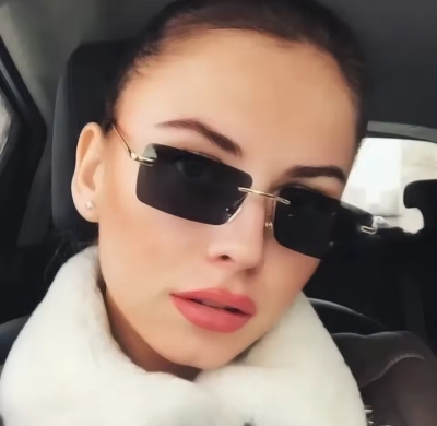 Picture of Rimless Rectangle Sunglasses Women Driving Sun Glasses Men Clear Color Summer Accessories Square Small Size