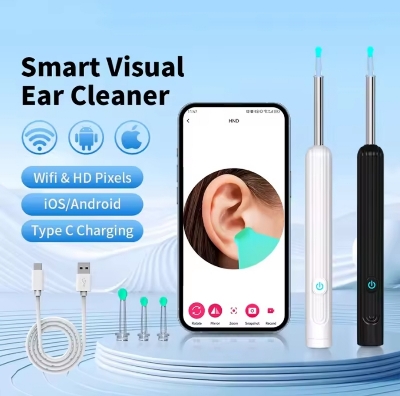 Picture of Smart Visual Ear Cleaner earpick NE series High Precision Ear Wax Removal Tool with Camera LED Light Wireless Otoscope Smart Ear Cleaning Kit (8pcs combo)