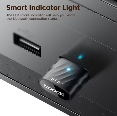 Picture of Toocki USB Bluetooth Adapter Bluetooth 5.1 Wireless BT Receiver Transmitter Adaptador for PC Speaker Mouse Music Audio Adapter
