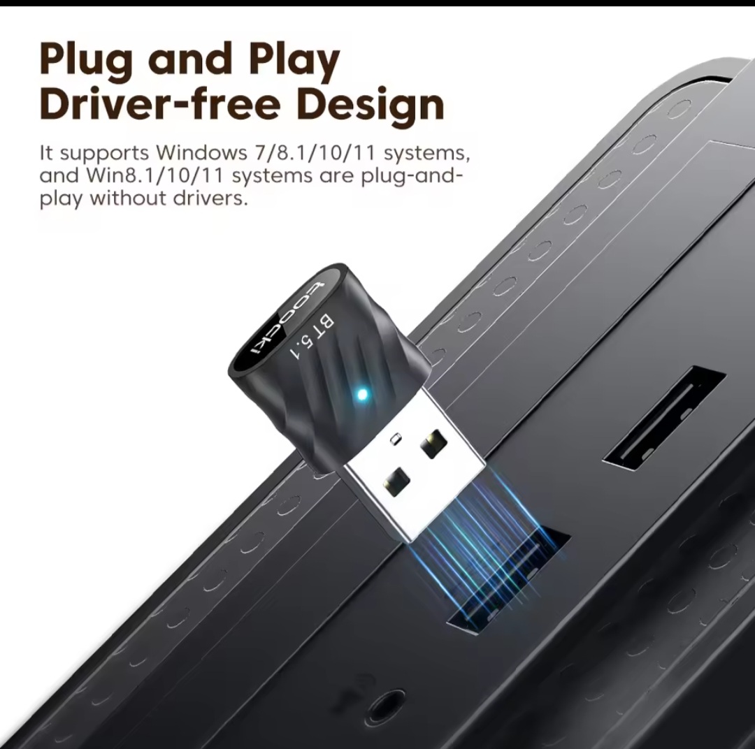 Picture of Toocki USB Bluetooth Adapter Bluetooth 5.1 Wireless BT Receiver Transmitter Adaptador for PC Speaker Mouse Music Audio Adapter