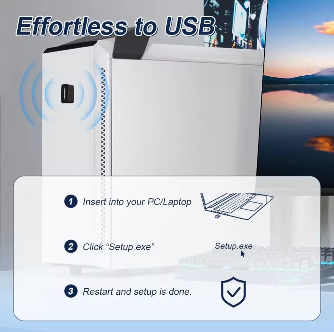 Picture of COMFAST Mini USB WIFI6 Adapter Network Card WI-FI Dongle 2.4GHz 802.11AX Signal Reception for PC Laptop Win 7/10/11 Free WI-FI4 Drive