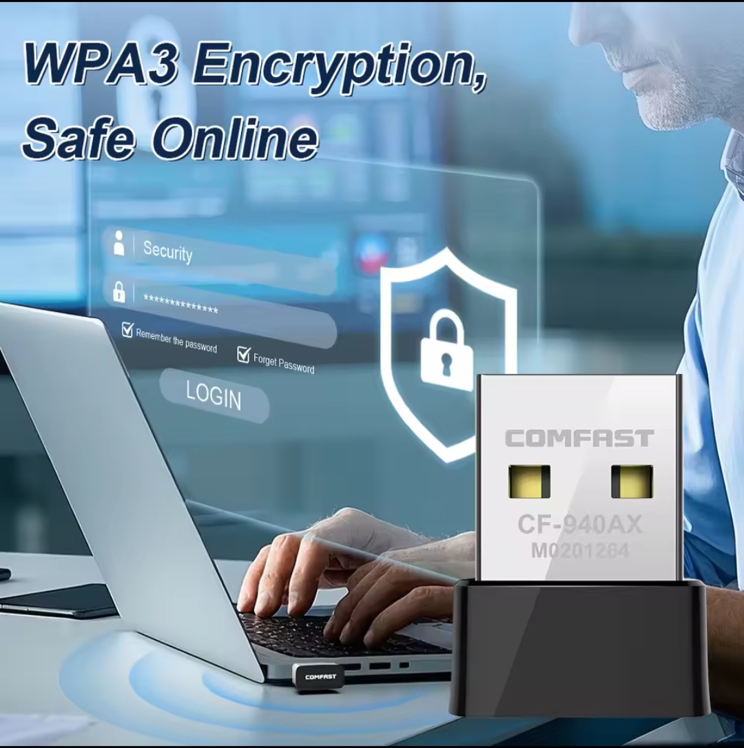 Picture of COMFAST Mini USB WIFI6 Adapter Network Card WI-FI Dongle 2.4GHz 802.11AX Signal Reception for PC Laptop Win 7/10/11 Free WI-FI4 Drive