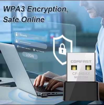 Picture of COMFAST Mini USB WIFI6 Adapter Network Card WI-FI Dongle 2.4GHz 802.11AX Signal Reception for PC Laptop Win 7/10/11 Free WI-FI4 Drive