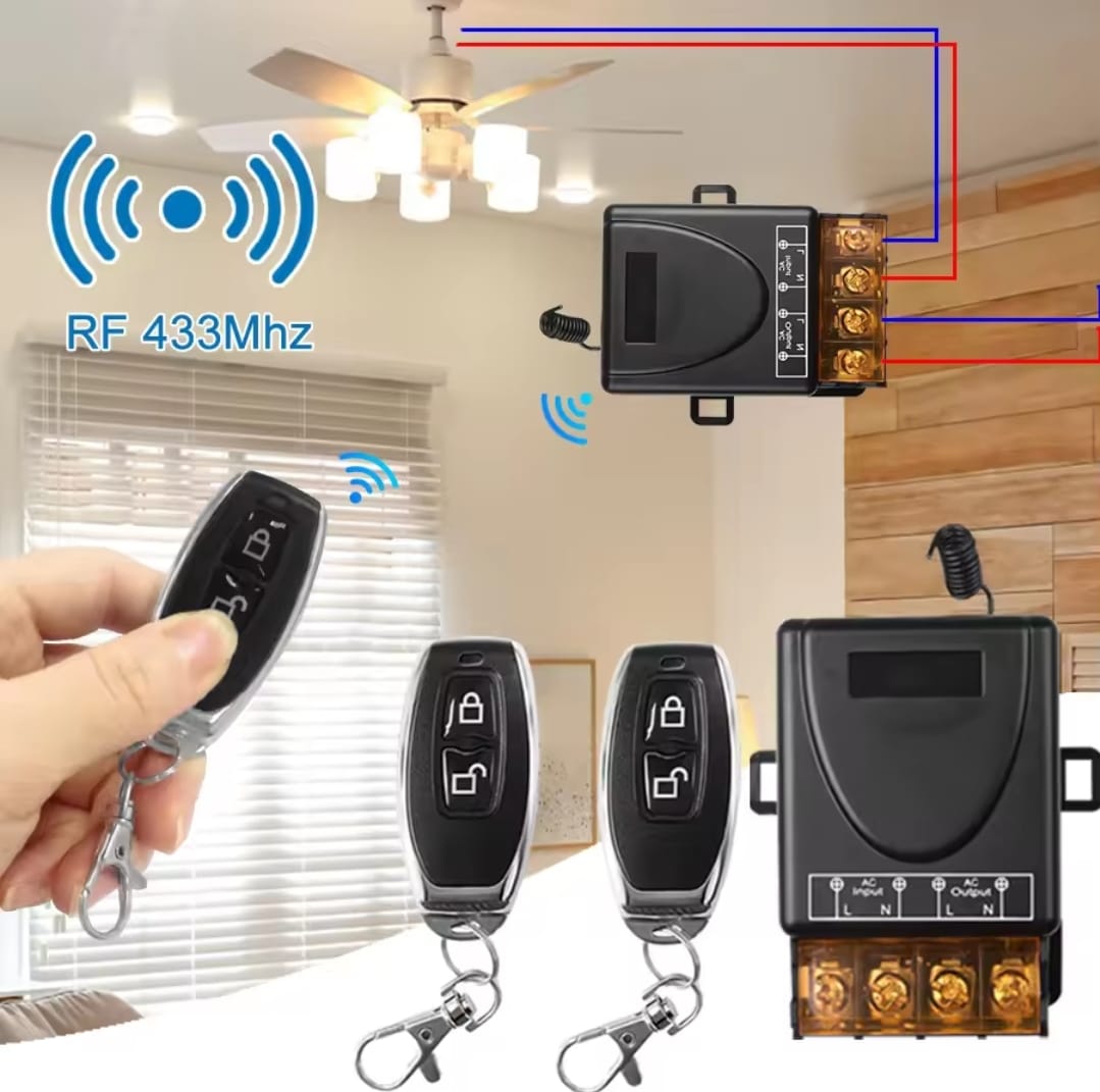 Picture of RF Wireless Remote Control Switch, 433MHz AC 220V Relay, Motor, Water Pump, Door Access System, Wireless Switch, Car Power Supply