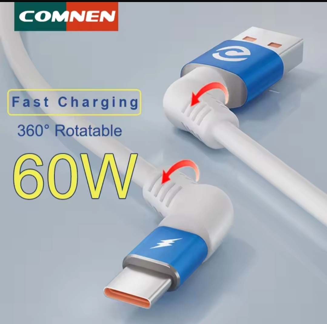 Picture of COMNEN USB Type C to Type c PD 60W QC 3.0 fast charging cable Iphone Android Huawei Samsung gamepad