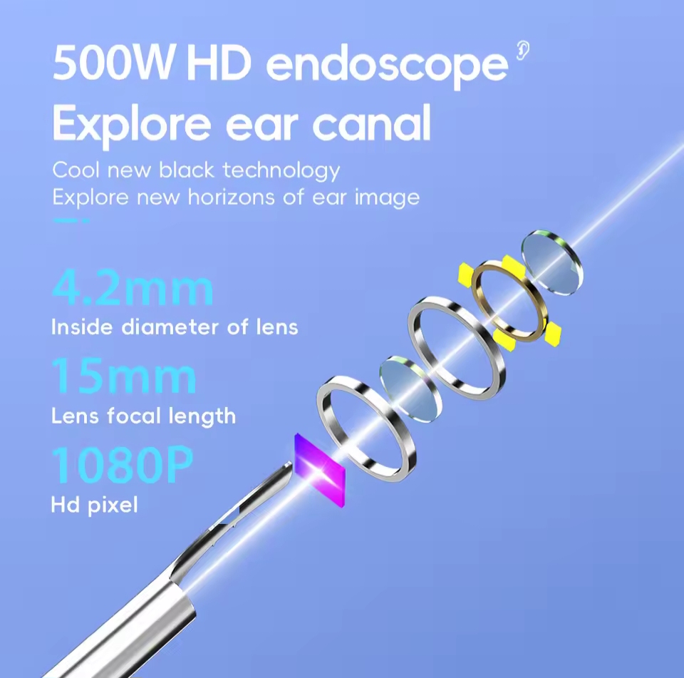 Picture of Smart Visual Ear Cleaner Set with Camera 1080P Ear Sticks Ear Wax Removal Tool WIFI Connection HD LED Lights Earpick Endoscope