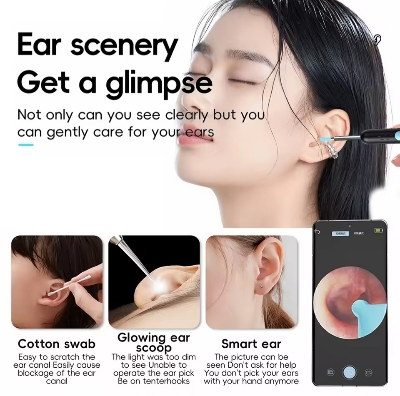Picture of Smart Visual Ear Cleaner Set with Camera 1080P Ear Sticks Ear Wax Removal Tool WIFI Connection HD LED Lights Earpick Endoscope