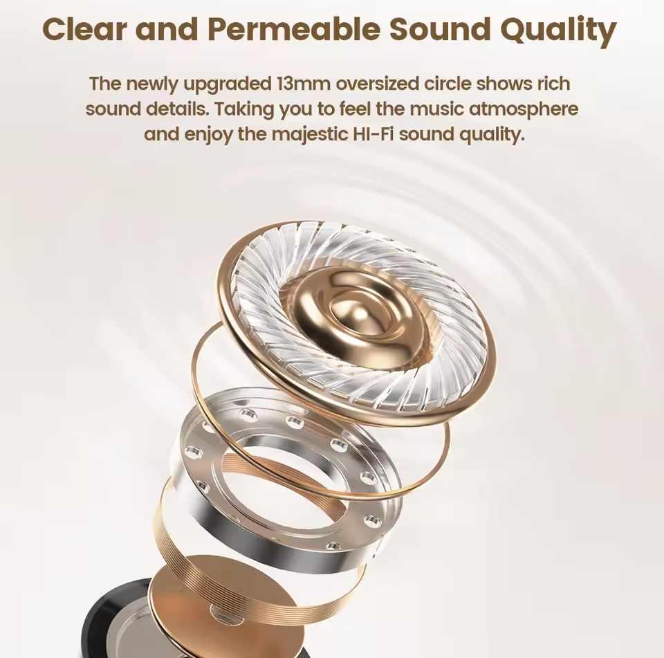 Picture of Toocki 06C Bluetooth 5.3 Wireless Headphones Power Digital Display 35hours Endurance Gaming Headsets Waterproof Sports Earbuds