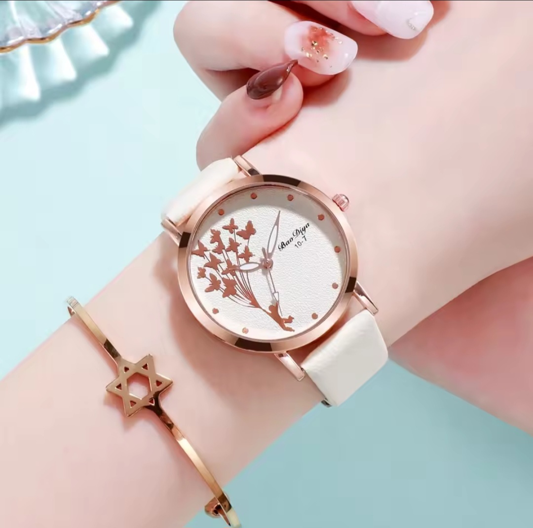Picture of New Fashion Butterfly Watches for Women, Simple Brown Quartz Watch Gifts