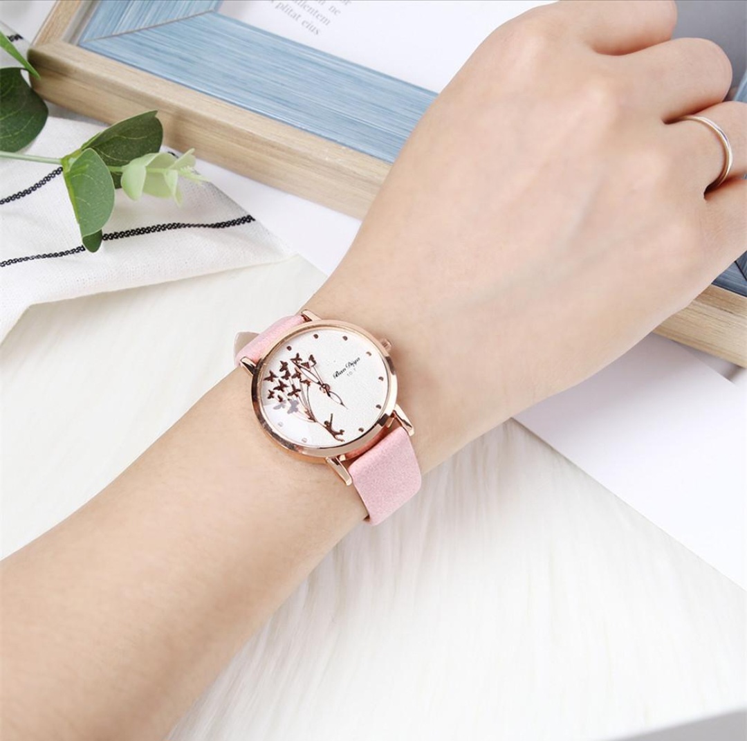 Picture of New Fashion Butterfly Watches for Women, Simple Brown Quartz Watch Gifts
