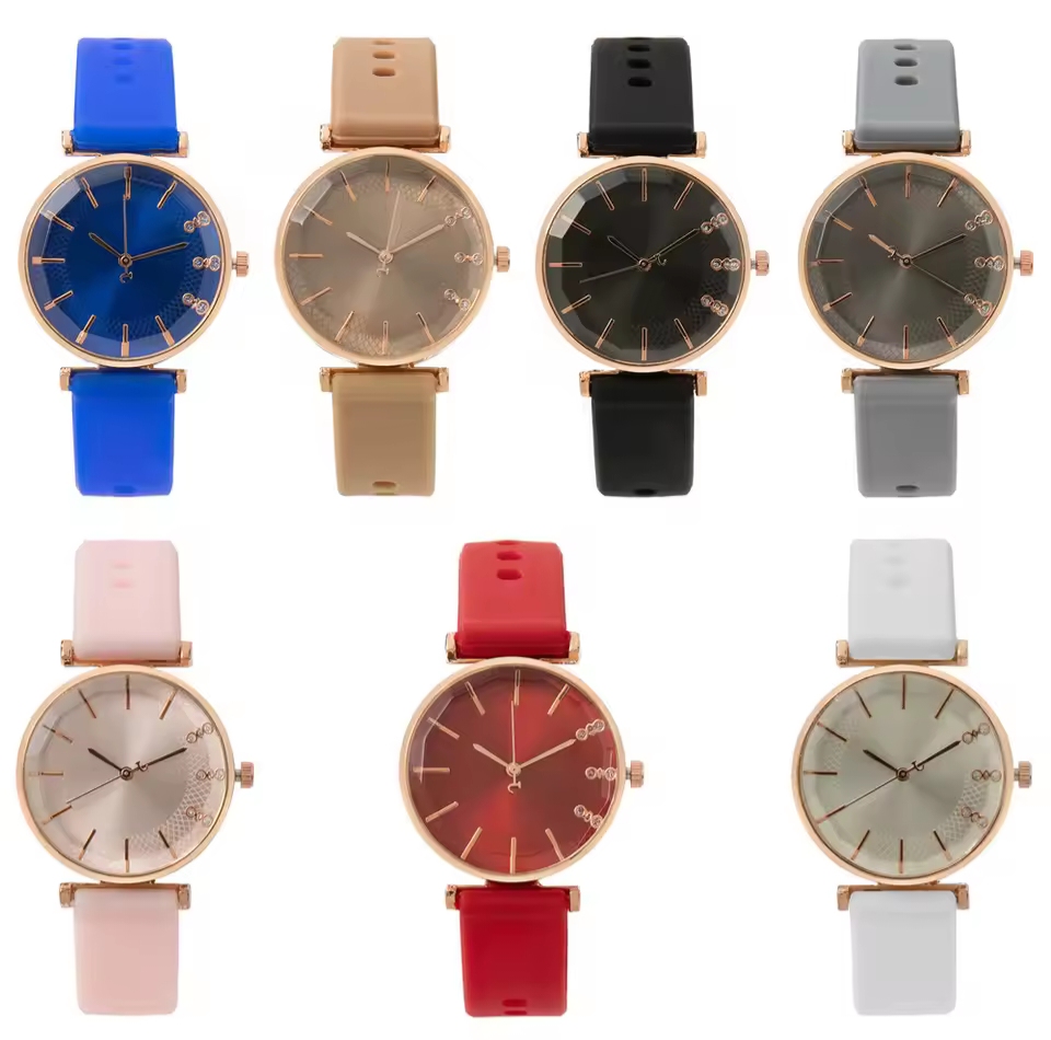 Picture of Fashion Simple Diamond Ladies Quartz Watches Silicone Strap Dress Watch Gifts Wristwatches