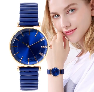 Picture of Luxury Treasure Simple Crystal Ladies Quartz Watch Casual Stainless Steel Stretch Strap Fashion Women Dress Clock Watches