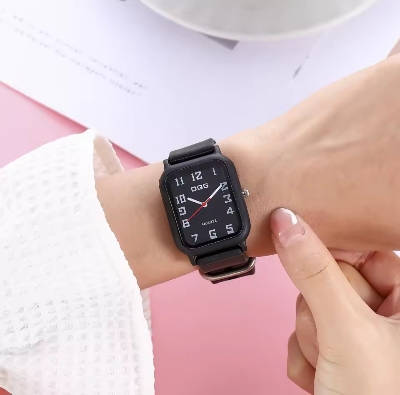 Picture of DQG Brand New Women's Wristwatch Fashion Trendy Casual Simple Style Silicone Strap Square Quartz Ladies Watch Student Clock gift