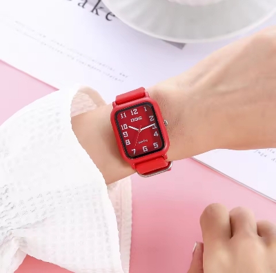 Picture of DQG Brand New Women's Wristwatch Fashion Trendy Casual Simple Style Silicone Strap Square Quartz Ladies Watch Student Clock gift