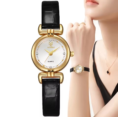 Picture of New Small Simple Diamonds Quartz Watch Business White Leather Women's Dress Clock Gift Wristwatch