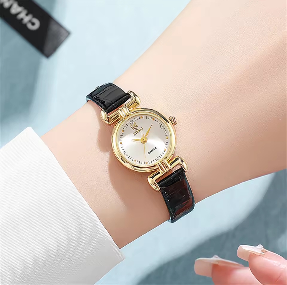 Picture of New Small Simple Diamonds Quartz Watch Business White Leather Women's Dress Clock Gift Wristwatch