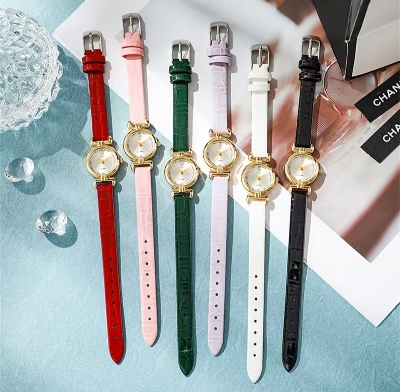Picture of New Small Simple Diamonds Quartz Watch Business White Leather Women's Dress Clock Gift Wristwatch