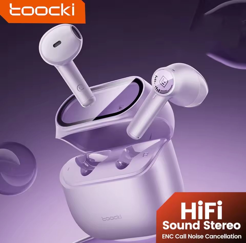 Picture of Toocki TWS Bluetooth 5.3 ENC HiFi Sound Stereo Earphones IPX4 Waterproof In-Ear Headset Compact Size for Mobile Phone