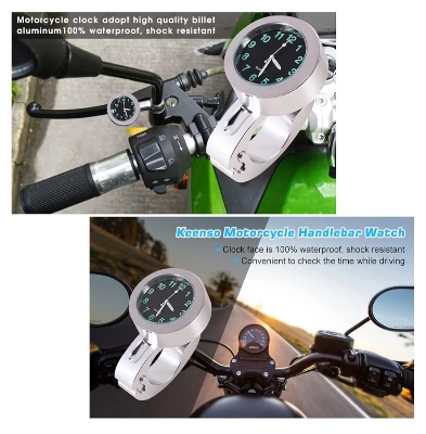 Picture of Universal 7/8"" To 1"" Motorcycle CNC Aluminum Handlebar Mount Clock Watch for Harley Davidson Cruiser Chopper Custom Motorbike