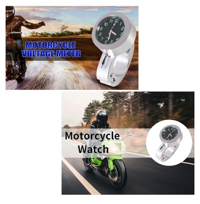 Picture of Universal 7/8"" To 1"" Motorcycle CNC Aluminum Handlebar Mount Clock Watch for Harley Davidson Cruiser Chopper Custom Motorbike