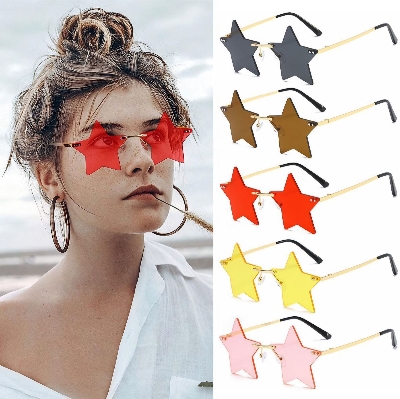 Picture of New Fashion Rimless Star Shape Sunglasses Party Glasses Funny Pentagram Eyewear DIY Decoration Eyeglasses