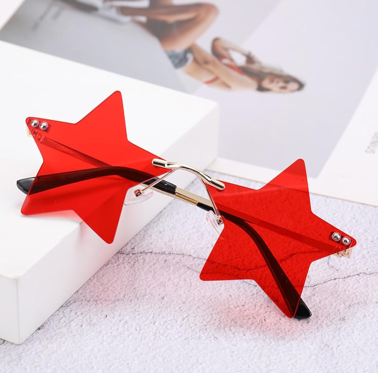 Picture of New Fashion Rimless Star Shape Sunglasses Party Glasses Funny Pentagram Eyewear DIY Decoration Eyeglasses