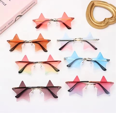 Picture of New Fashion Rimless Star Shape Sunglasses Party Glasses Funny Pentagram Eyewear DIY Decoration Eyeglasses