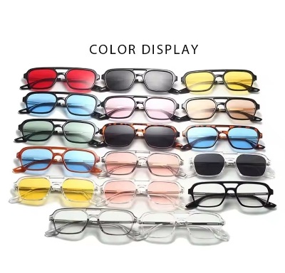 Picture of Vintage Metal Frame Square Sunglasses For Women Men Brand Black Rectangle Cool Sunglasses Polygon Sun Glasses for Male Female ﻿