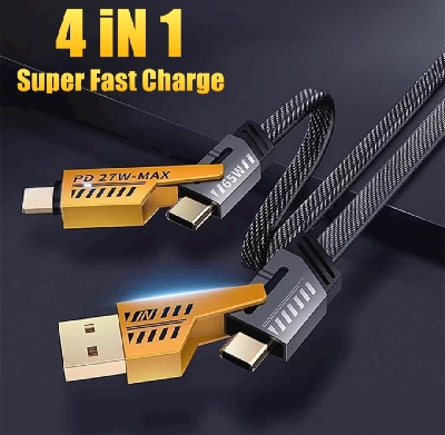 Picture of 6A Super Fast Charging 4 in 1 USB Cable PD 65W Type-c to Type-c Multi-function 2 with 2 Cable for Mobile Phone