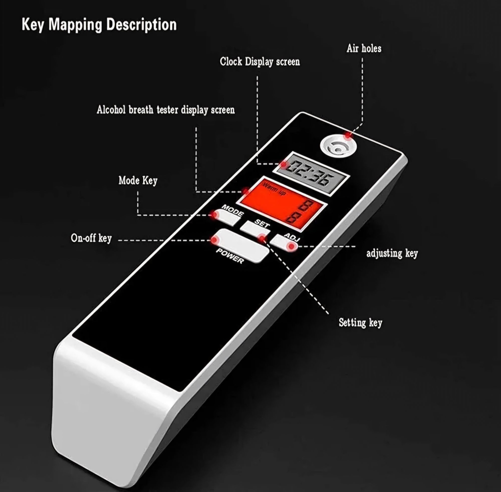 Picture of Digital Alcohol Tester with Dual LCD Screen Free Shipping Alcohol Tester AT-661s