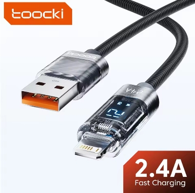 Picture of Toocki  Degree USB Cable for iPhone 14 13 12 11 Pro Max Pro Max 8 7 Plus 2.4A USB Lightning Cable for iPhone iPad Gaming Wire
