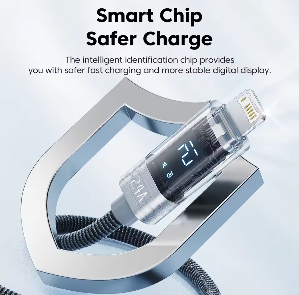 Picture of Toocki  Degree USB Cable for iPhone 14 13 12 11 Pro Max Pro Max 8 7 Plus 2.4A USB Lightning Cable for iPhone iPad Gaming Wire