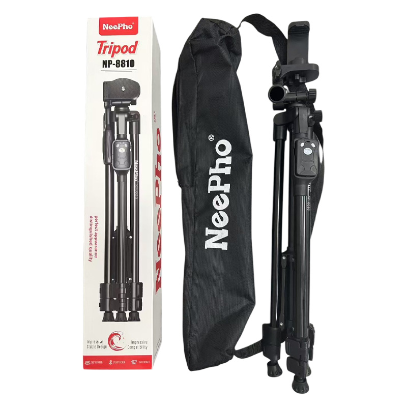 Picture of NEEPHOO 8810 Aluminum Alloy Tripod for Mobile and Camera Stand with Non-silp Rubber Feet 3-section Center Column - Black