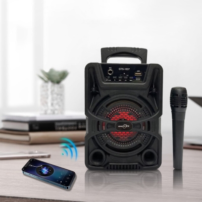Picture of GTS Speaker GTS-1637 bt speaker portable 4 inch wireless outdoor speaker karaoke with wired microphone