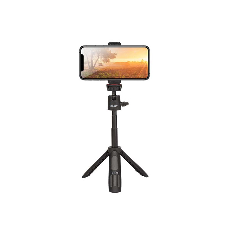 Picture of Jmary MT-19 Mini Tripod Stand with Universal Mobile Phone Holder and High quality aluminum alloy Ball-Head